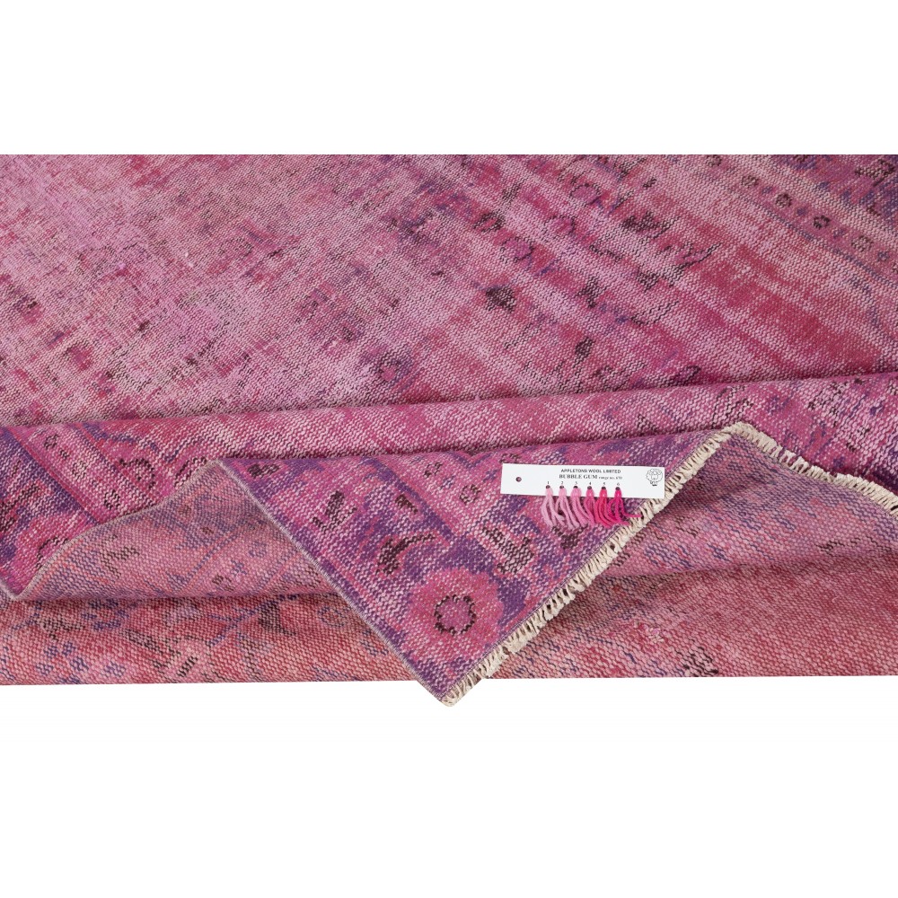 Pink Overdyed Handmade Wool Rug. Vintage Turkish Area Rug for Living Room