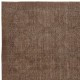 Hand-knotted Vintage Turkish Wool Area Rug Overdyed in Brown color for Modern Interiors