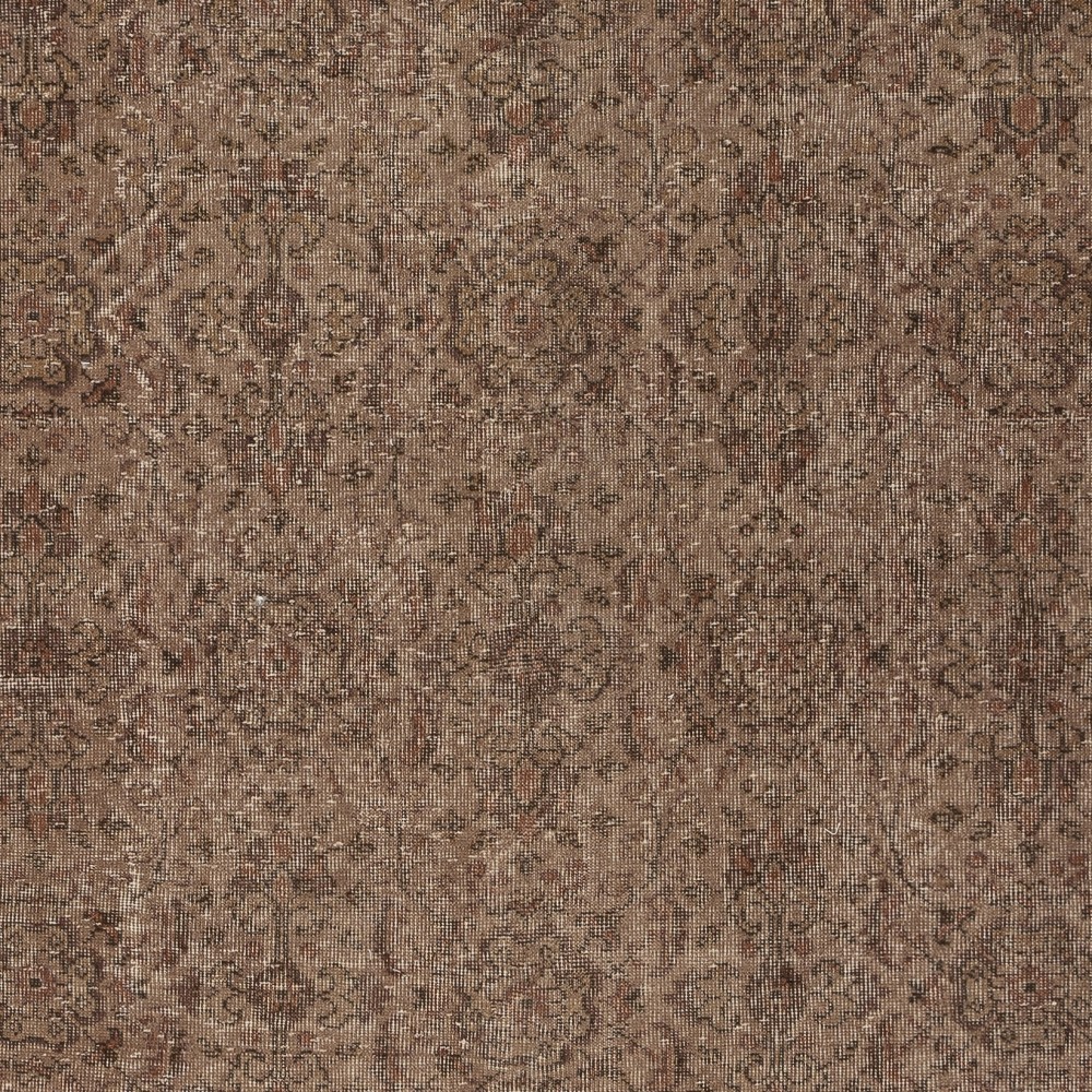 Modern Handmade Turkish Wool Area Rug. Vintage Brown Redyed Carpet for Living Room
