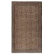 Modern Handmade Turkish Wool Area Rug. Vintage Brown Redyed Carpet for Living Room