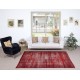 Distressed Vintage Wool Area Rug Overdyed in Red for Contemporary Interiors. Hand-knotted in Turkey Distressed Vintage Wool Area Rug Overdyed in Red for Contemporary Interiors. Hand-knotted in Turkey