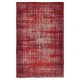 Distressed Vintage Wool Area Rug Overdyed in Red for Contemporary Interiors. Hand-knotted in Turkey Distressed Vintage Wool Area Rug Overdyed in Red for Contemporary Interiors. Hand-knotted in Turkey
