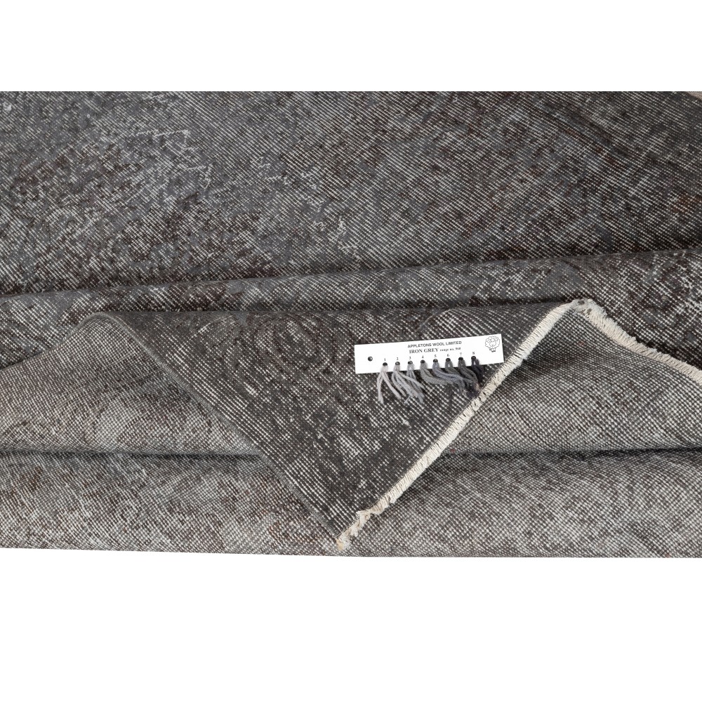 Overdyed Gray Wool Rug. Handmade Turkish Vintage Area Rug for Living Room