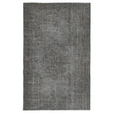 Overdyed Gray Wool Rug. Handmade Turkish Vintage Area Rug for Living Room