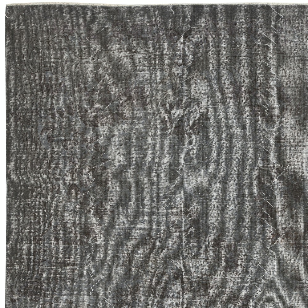 Overdyed Gray Wool Rug. Handmade Turkish Vintage Area Rug for Living Room