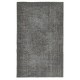 Overdyed Gray Wool Rug. Handmade Turkish Vintage Area Rug for Living Room