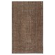 Vintage Brown Wool Area Rug. Handmade Turkish Rug for Contemporary Spaces