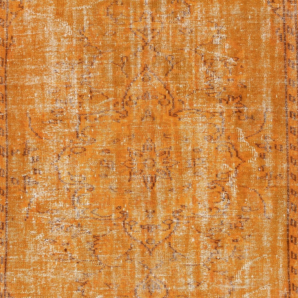 Modern Handmade Turkish Wool Area Rug. Vintage Orange Redyed Carpet for Living Room Modern Handmade Turkish Wool Area Rug. Vintage Orange Redyed Carpet for Living Room