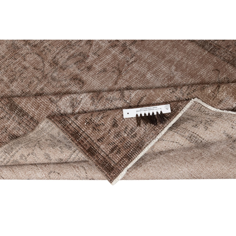 Overdyed Brown Wool Rug. Distressed Handmade Turkish Vintage Area Rug for Modern Interiors