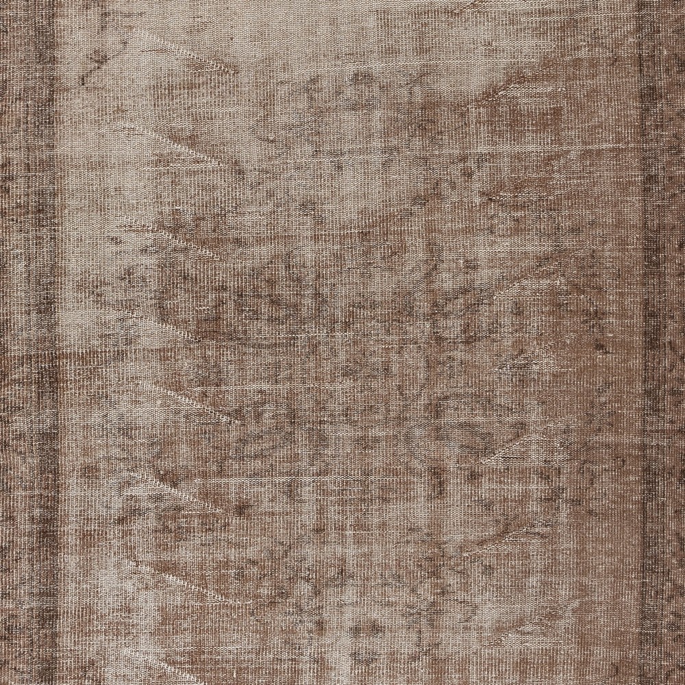Overdyed Brown Wool Rug. Distressed Handmade Turkish Vintage Area Rug for Modern Interiors
