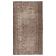 Overdyed Brown Wool Rug. Distressed Handmade Turkish Vintage Area Rug for Modern Interiors