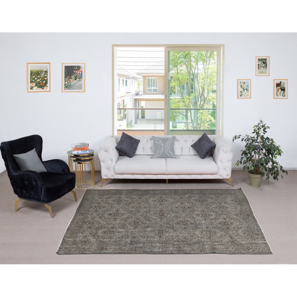 Gray Overdyed Area Rug, Handknotted and Handwoven in Turkey Gray Overdyed Area Rug, Handknotted and Handwoven in Turkey