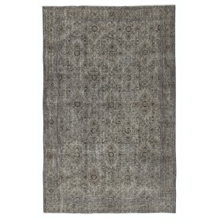 Gray Overdyed Area Rug, Handknotted and Handwoven in Turkey