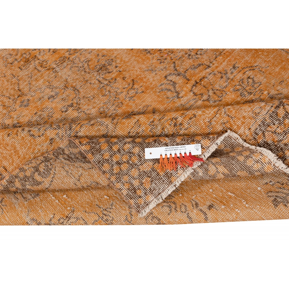 Orange Redyed Vintage Area Rug for Modern Interiors. Handknotted and Handwoven in Turkey Orange Redyed Vintage Area Rug for Modern Interiors. Handknotted and Handwoven in Turkey