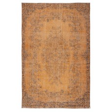 Orange Redyed Vintage Area Rug for Modern Interiors. Handknotted and Handwoven in Turkey