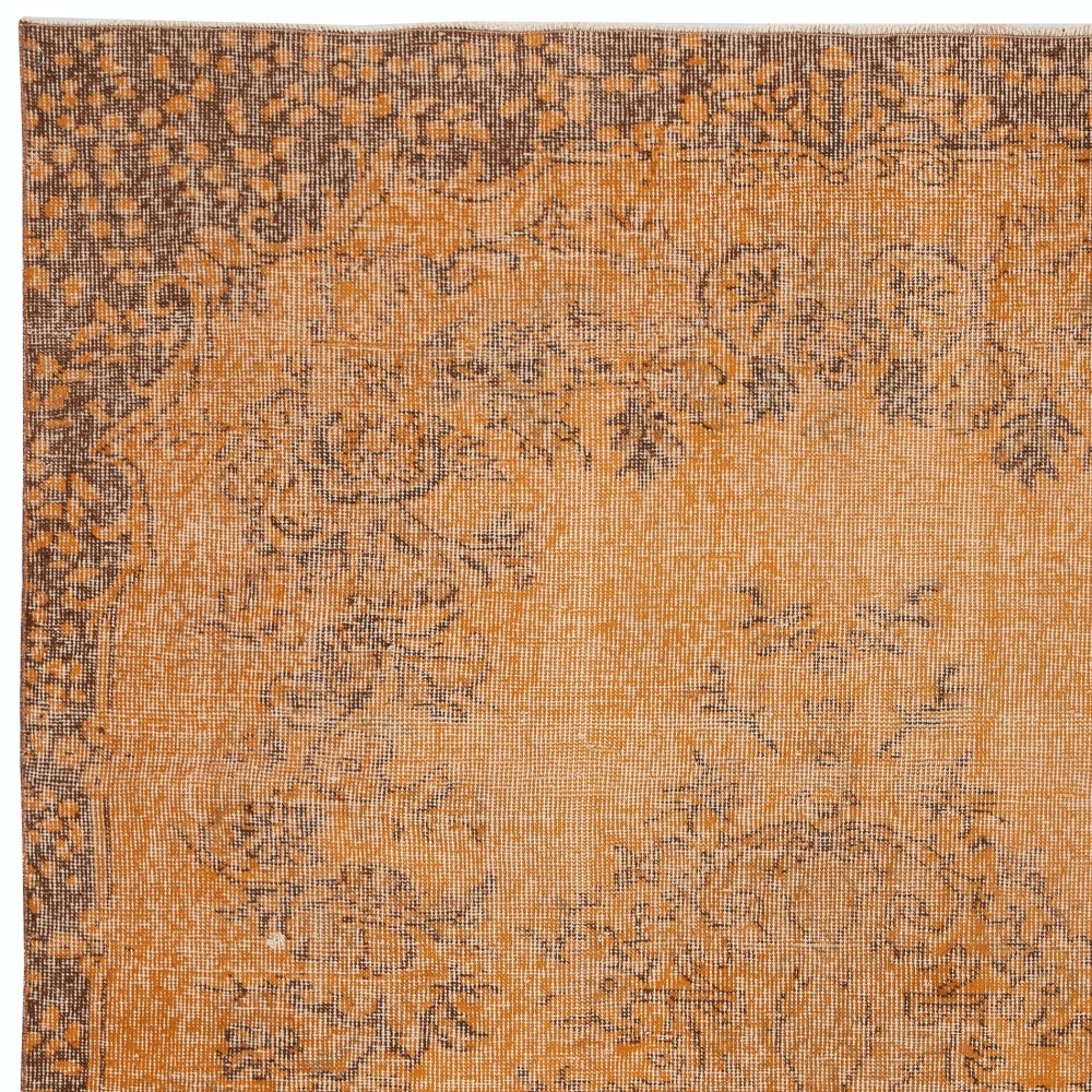 Orange Redyed Vintage Area Rug for Modern Interiors. Handknotted and Handwoven in Turkey Orange Redyed Vintage Area Rug for Modern Interiors. Handknotted and Handwoven in Turkey