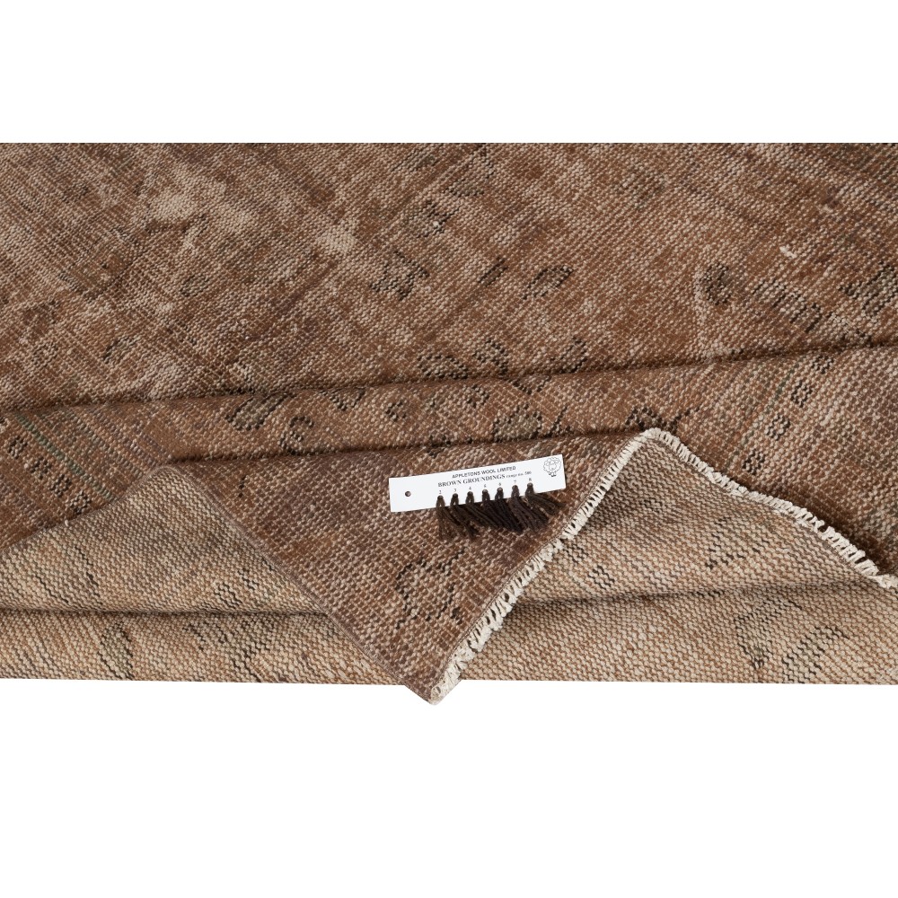 Overdyed Brown Wool Rug. Handmade Turkish Vintage Area Rug for Living Room
