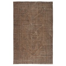 Overdyed Brown Wool Rug. Handmade Turkish Vintage Area Rug for Living Room