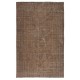 Overdyed Brown Wool Rug. Handmade Turkish Vintage Area Rug for Living Room