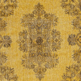 Vintage Handmade Turkish Wool Area Rug Overdyed in Yellow for Modern Interiors