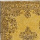 Vintage Handmade Turkish Wool Area Rug Overdyed in Yellow for Modern Interiors Vintage Handmade Turkish Wool Area Rug Overdyed in Yellow for Modern Interiors
