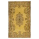 Vintage Handmade Turkish Wool Area Rug Overdyed in Yellow for Modern Interiors Vintage Handmade Turkish Wool Area Rug Overdyed in Yellow for Modern Interiors