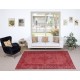 Vintage Handmade Turkish Wool Area Rug Redyed in Red for Modern Interiors