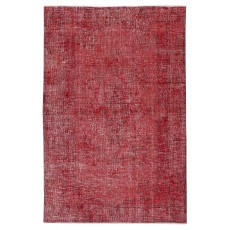 Vintage Handmade Turkish Wool Area Rug Redyed in Red for Modern Interiors