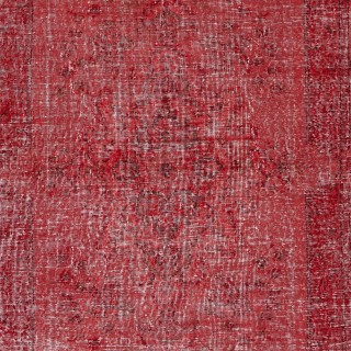 Vintage Handmade Turkish Wool Area Rug Redyed in Red for Modern Interiors