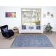 Handmade Turkish Wool Area Rug. Vintage Overdyed Blue Rug for Modern Home Handmade Turkish Wool Area Rug. Vintage Overdyed Blue Rug for Modern Home