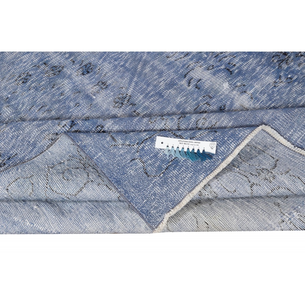 Handmade Turkish Wool Area Rug. Vintage Overdyed Blue Rug for Modern Home Handmade Turkish Wool Area Rug. Vintage Overdyed Blue Rug for Modern Home