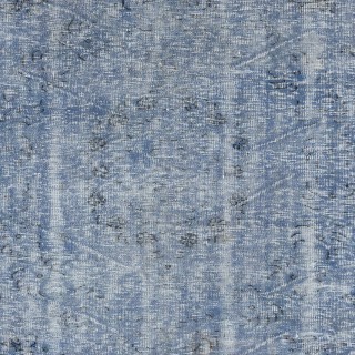 Handmade Turkish Wool Area Rug. Vintage Overdyed Blue Rug for Modern Home