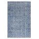 Handmade Turkish Wool Area Rug. Vintage Overdyed Blue Rug for Modern Home Handmade Turkish Wool Area Rug. Vintage Overdyed Blue Rug for Modern Home