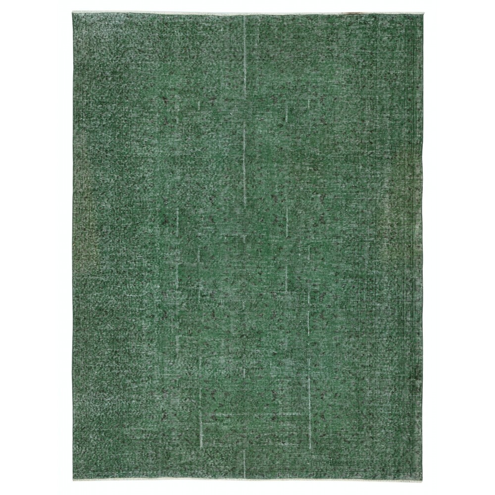 Vintage Handmade Turkish Wool Rug. Overdyed Green for Modern Home & Office Vintage Handmade Turkish Wool Rug. Overdyed Green for Modern Home & Office