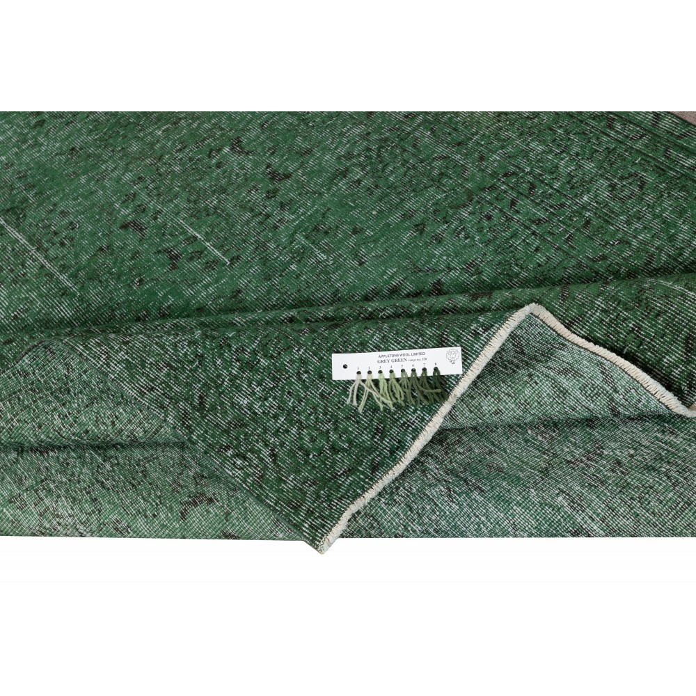 Vintage Handmade Turkish Wool Rug. Overdyed Green for Modern Home & Office Vintage Handmade Turkish Wool Rug. Overdyed Green for Modern Home & Office