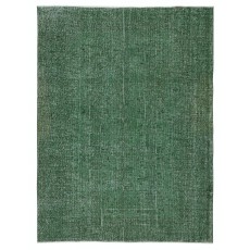 Vintage Handmade Turkish Wool Rug. Overdyed Green for Modern Home & Office