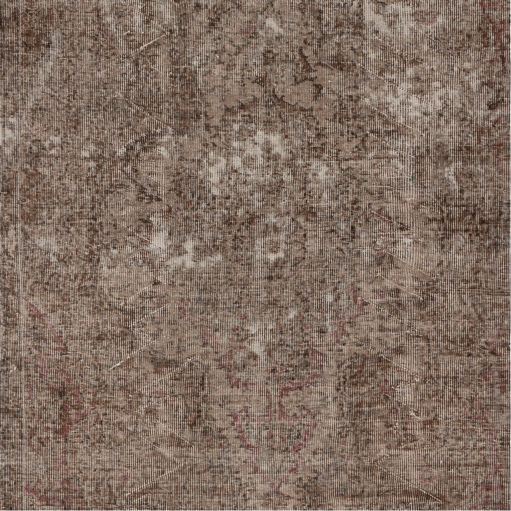 Modern Brown Turkish Rug for Bedroom. Vintage Handmade Wool Area Rug for Living Room