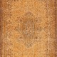 Vintage Handmade Turkish Wool Area Rug Redyed in Orange for Modern Interiors