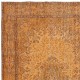 Vintage Handmade Turkish Wool Area Rug Redyed in Orange for Modern Interiors
