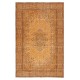Vintage Handmade Turkish Wool Area Rug Redyed in Orange for Modern Interiors