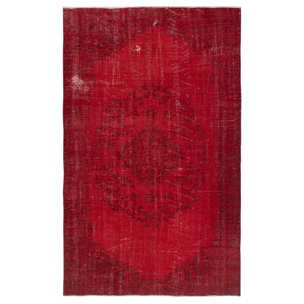Overdyed Red Turkish Rug. Handmade Vintage Wool Area Rug for Living Room Overdyed Red Turkish Rug. Handmade Vintage Wool Area Rug for Living Room
