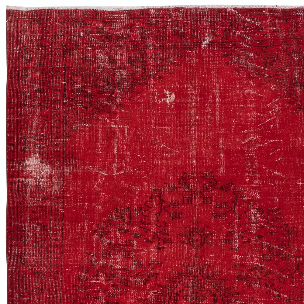 Overdyed Red Turkish Rug. Handmade Vintage Wool Area Rug for Living Room Overdyed Red Turkish Rug. Handmade Vintage Wool Area Rug for Living Room