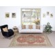 Vintage Turkish Red Area Rug. Hand-knotted Wool Carpet with Medallion Design