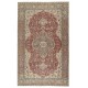 Vintage Turkish Red Area Rug. Hand-knotted Wool Carpet with Medallion Design