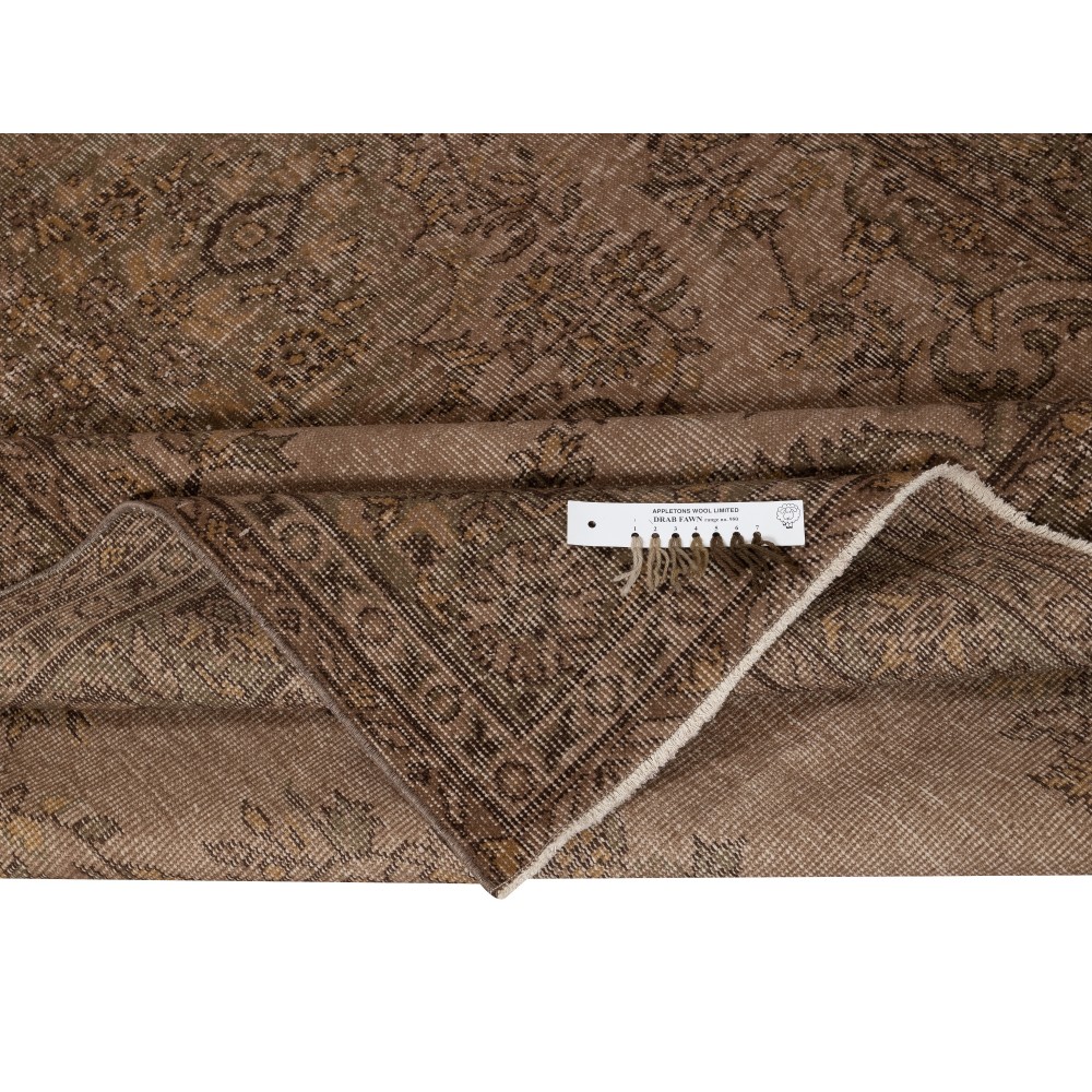 Hand-knotted Vintage Turkish Wool Area Rug Overdyed in Brown for Modern Interiors