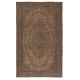 Hand-knotted Vintage Turkish Wool Area Rug Overdyed in Brown for Modern Interiors