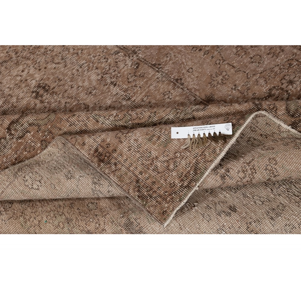 Vintage Wool Area Rug Overdyed in Brown for Modern Interiors. Hand-knotted in Turkey