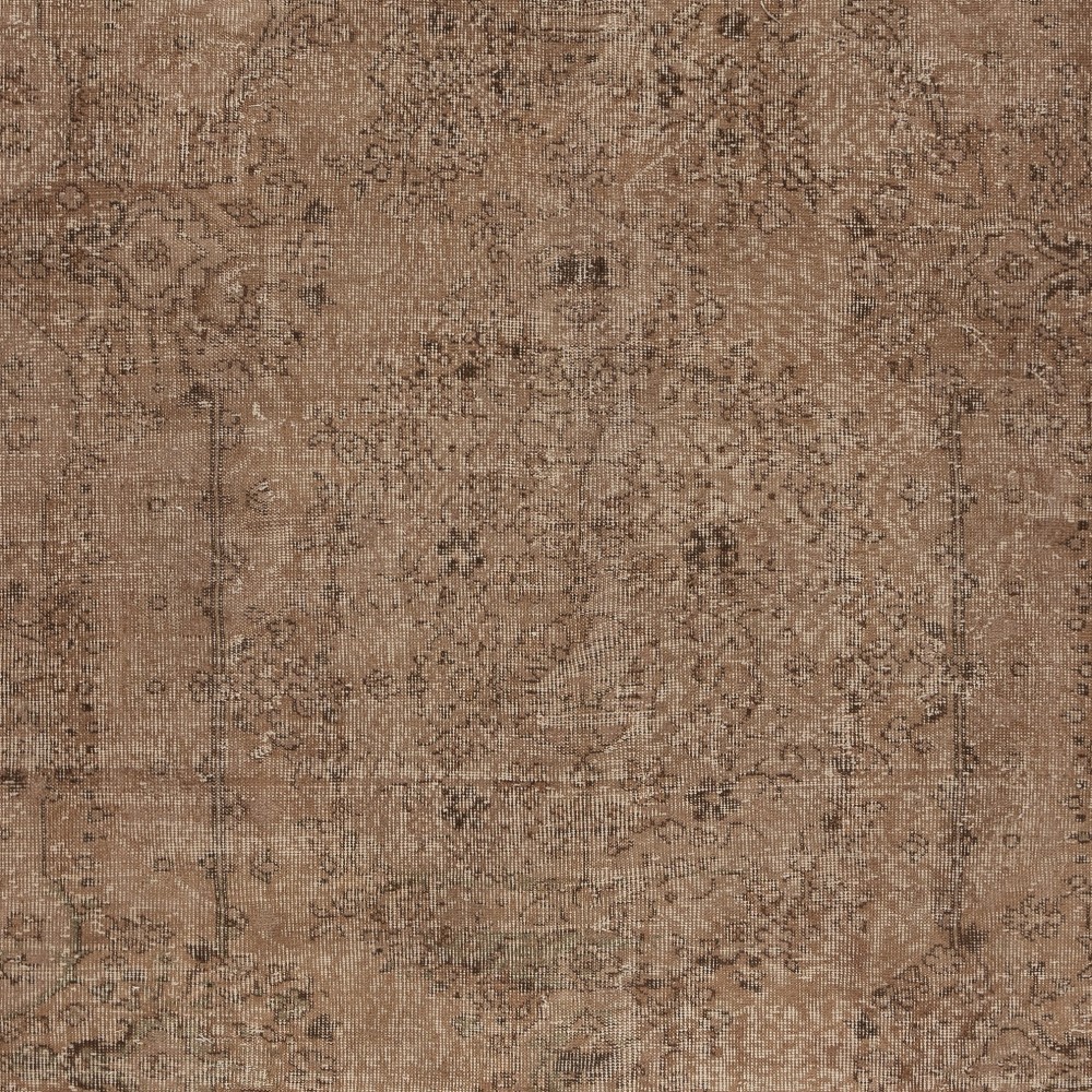 Vintage Wool Area Rug Overdyed in Brown for Modern Interiors. Hand-knotted in Turkey
