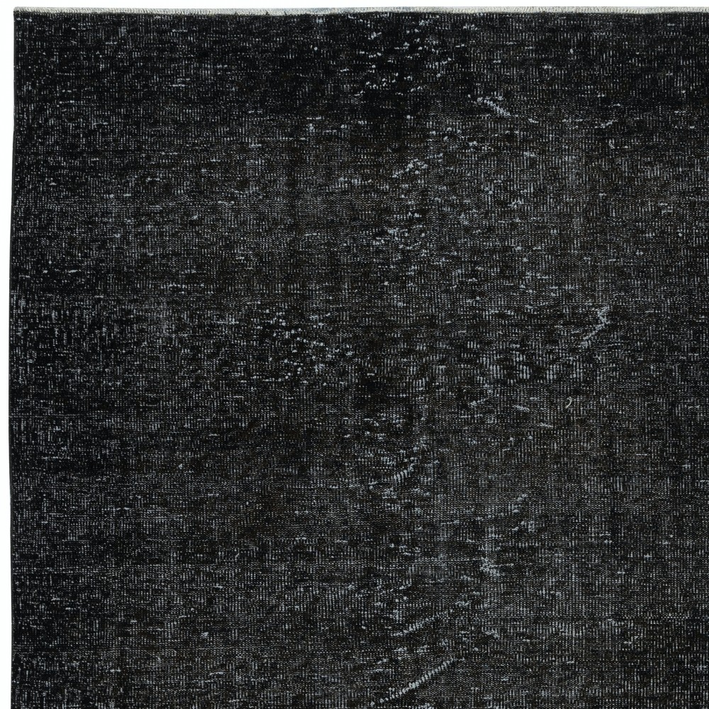 Contemporary Handmade Turkish Wool Area Rug. Vintage Black Redyed Carpet for Living Room Contemporary Handmade Turkish Wool Area Rug. Vintage Black Redyed Carpet for Living Room