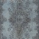 Decorative Vintage Turkish Wool Area Rug Overdyed in Blue. Handmade Contemporary Living Room Rug